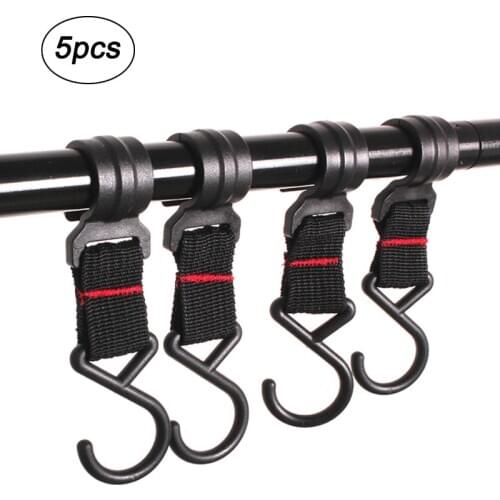 5Pcs Outdoor Camping Hanging Rack Hook Campsite Tent Pole Cookware Storage Strap Hanger