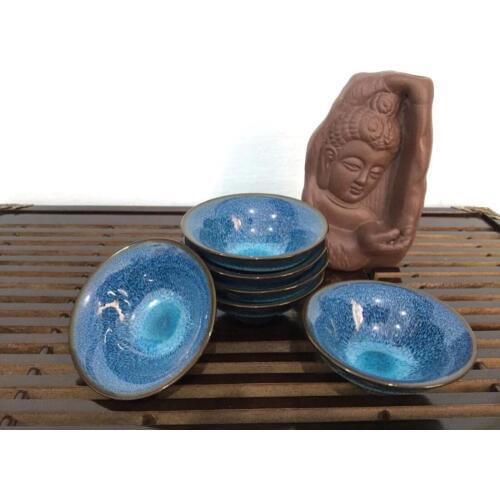 6pcs/set Exquisite Starry sky tea Cup 1pcs,Jingdezhen temmoku glaze Porcelain Brand Set Kung Fu TeaCup,Tea accessories