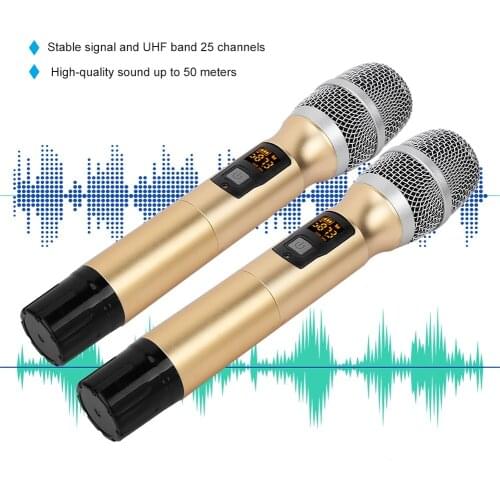 2Pcs 25 Channels Wireless Microphone Handheld Karaoke Mic Home KTV For Music Playing Singing Speaker Recorder Mic