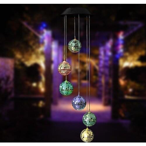 Shiny Led Mosaic Solar Power Wind Chime Light for Outdoor Party Street Garland Holiday Fancy Lighting Home Yard Garden Decor