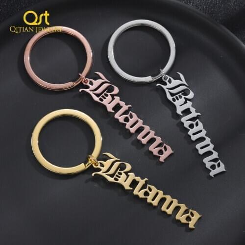 Custom Name Keychains Custom Any Font Stainless Steel Personalized Key chains For Women Men Family Friends Gifts