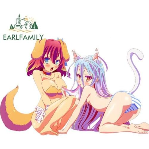 EARLFAMILY 13cm x 8.9cm for Sexy Anime Fox Girl Stephanie Dora Car Stickers Anime Creative Decals Occlusion Scratch Car Label
