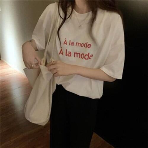 Fashion Letters Print T shirts Women European American Style Short Sleeve O Neck Women Tshirt Hot Selling T-shirt Woman