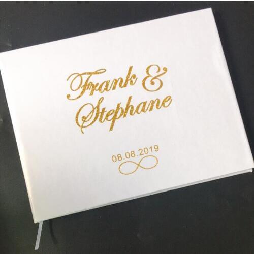 Personalized wedding Guest Book glitter Gold Calligraphy Alternative Guestbook Custom Names Date baby shower Journal A5 A4 size