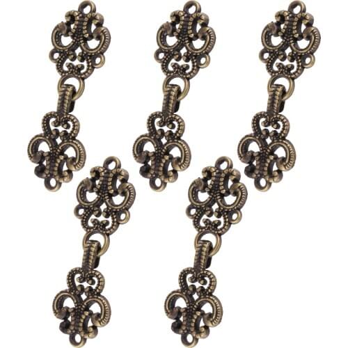 5 Pairs Retro Flower Cape Cloak Clasp Fastener Chinese Cheongsam Buckle Brooch Hooks Eyes Cardigan Clips DIY Sewing Crafts