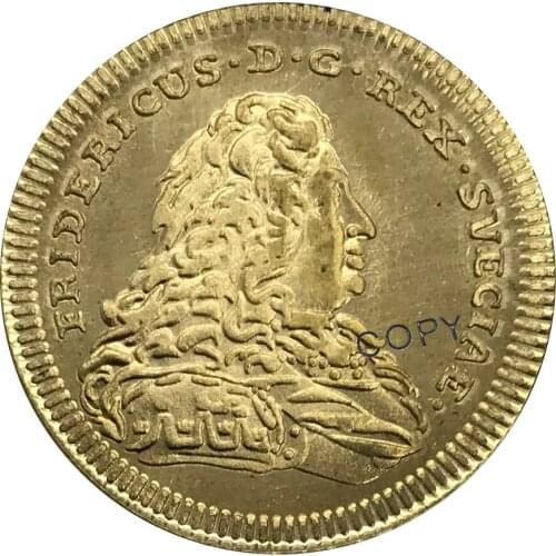 1750 Sweden 1 Dukat - Fredrik I Metal Brass Gold Coin Collectible Souvenir Coins