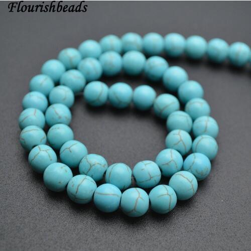 Cheap 4mm~12mm Blue color Synthetic Howlite Stone Round Loose Beads