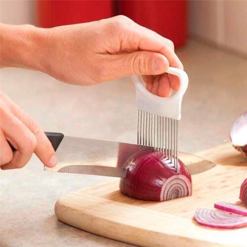 Kitchen Easy Cut Onion Holder Fork Stainless Steel Plastic Vegetable Slicer Tomato Cutter Meat Needle Gadgets Meat From Tools