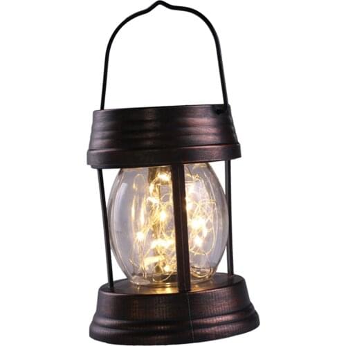 Solar Lantern Lamp Hanging Waterproof Portable Camp Light Patio Lawn Pathway Pavilion Decoration Warm White
