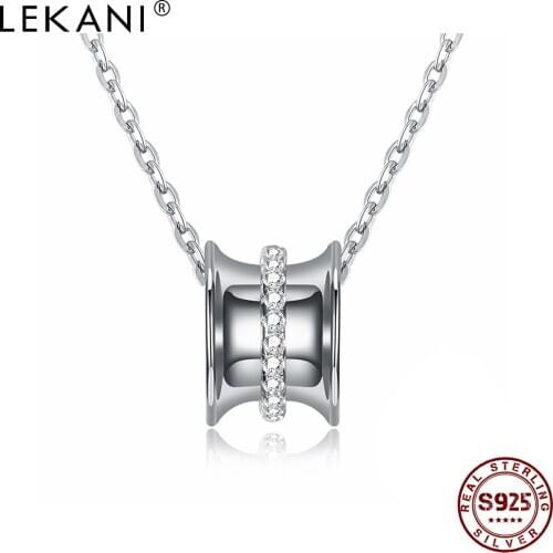 LEKANI 925 Sterling Silver Necklaces For Women Simple Round Scroll Wheel Pendant Shining Zircon Choker Necklace Fine Jewelry