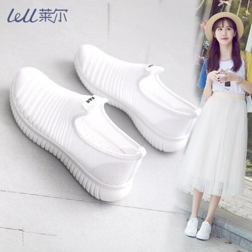 Summer new ladies flat casual shoes breathable fly woven students lightweight and comfortable all-match womens net shoes