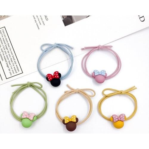 Korean Style Hot Selling Simple Style Women Girl Hair Band Fashion Elastic Pony Tail Hair Rope Hair Rings Bowknot Carton