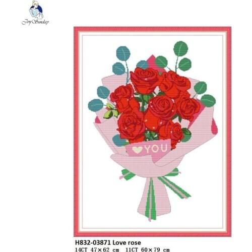 Love Rose flowers Paintings Counted Printed Cross Stitch kits Sale Embroidery Needlework Accessory Tools Set Home Decoration