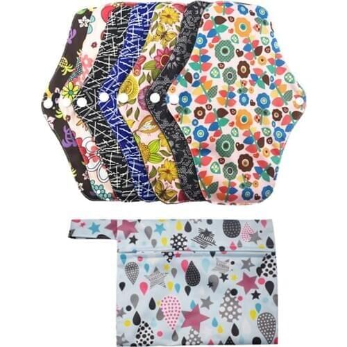 8Pcs Novel Washable Reusable Sanitary Towel Sanitary Napkin Sanitary Pads Menstrual Pad for Female Women Girls