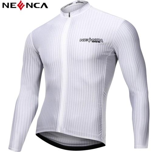 NEENCA Men Cycling Jersey Long Sleeve MTB Road Bike Jersey Stripes Breathable Mountain quick drying Bicycle Jersey