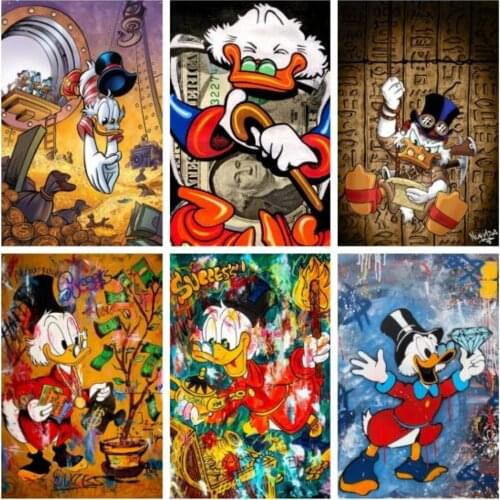 Disney 5D DIY Diamond Painting Graffiti Art Donald Duck and Money Diamond Embroidery Picture Cross Stitch Kits Room Home Decor