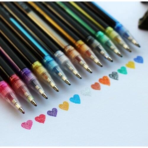 12 Color Gel Pen Set Shinning Painting Pen Pastel Neon Glitter Sketch Drawing Color Pen School Stationery Marker for Kids Gifts