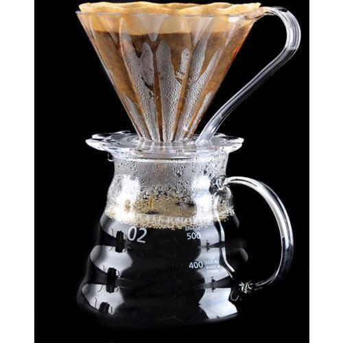 2020 New V60 Heat-Resistant Resin Coffee Filter Cup Sets Reusable Coffee Dripper and Pot Set Coffee Brewing Filter Maker