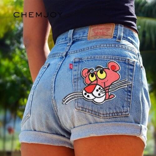 Embroidery Patches Sew Pink Panther Applique Iron Patch for Clothing Bags DIY Repair Decorative Clothes Sticker Aniaml Parches