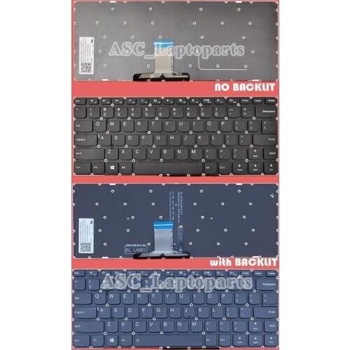 New US QWERTY English Keyboard for Lenovo ideapad 510s-14ikb 510-14ast, Flex 4-1435 4-1470 4-1480 Black with BACKLIT, NO Frame