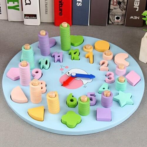 New Montessori childrens educational education shape digital matching wooden toys