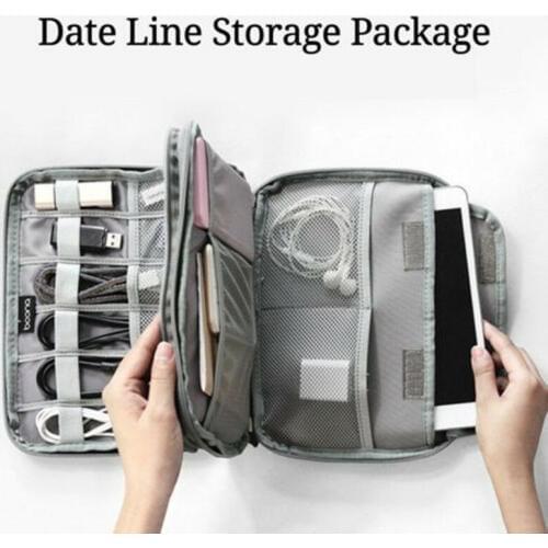 SD Cards Flash Drives Wires Earphones Double Layer Storage Box Portable Travel Electronic Accessories Cable Organizer Bag Case