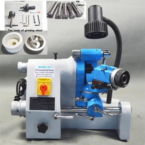 New CE 220V U3 R8 Collets Universal Cutter Grinder Sharpener Sharpening Machine Drill End Mill Universal Grinder Grinding Tool