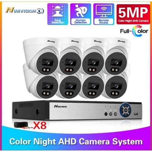 NINIVISION Full color night Vision 5mp Dome CCTV Analog Camera For 5MP ahd Face Detection Remote monitoring DVR Recorder P2P