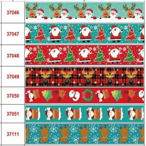 16mm-75mm Christmas Ribbon Santa Claus, Elk Print Ribbon for Gift Wrapping Wedding Decoration Hair Bows DIY 50yards