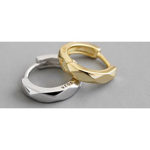 Real 925 sterling silver irregular surface hoop earrings for women, minimalist small hoops earings aretes brincos silver jewelry