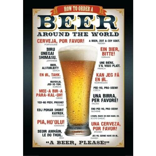 Retro Vintage A Beer Please Around The World Pub BAR Art print Silk poster Home Wall Decor
