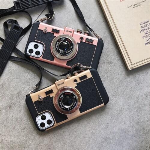 Stereo retro camera case Phone11Pro X XR XS Max 7 8 plus solid soft TPU silicone back cover shockproof phone case