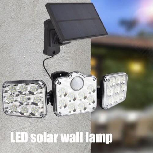 3 Head Motion Sensor LED Solar Lights 3 Modes Outdoor Illumination Super Bright IP65 Waterproof Remote Control Wall Lamp