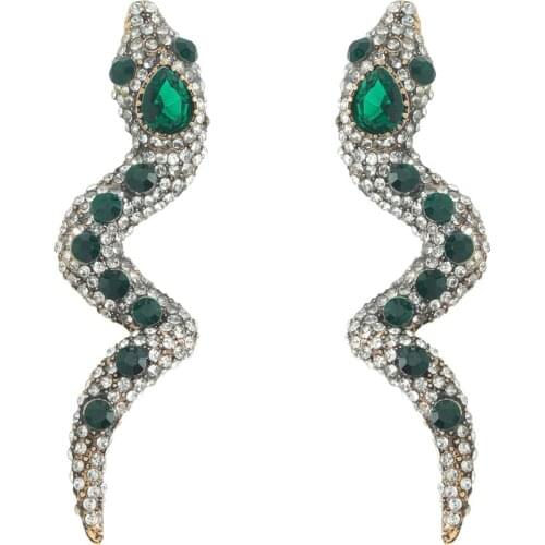 Dvacaman Green Color Rhinestone Twisted Snake Drop Dangle Earrings for Women High Quality Crystal Jewelry Fashion Brincos Party