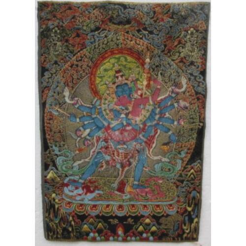 Golden silk embroidery thangka Tibet and Nepal exorcism peace and wealth/1