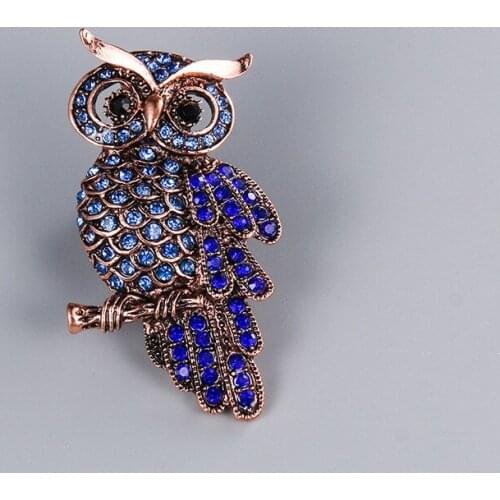 Pearl Owl Animal Brooches Rhinestone Clothes Scarf Buckle Collar Jewelry Metal Pins For Women Wedding Clothing Accessories