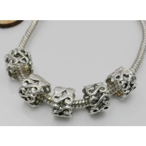 200PCS Tibetan Silver Big Hole Spacer Beads For Jewelry Making 10x7mm