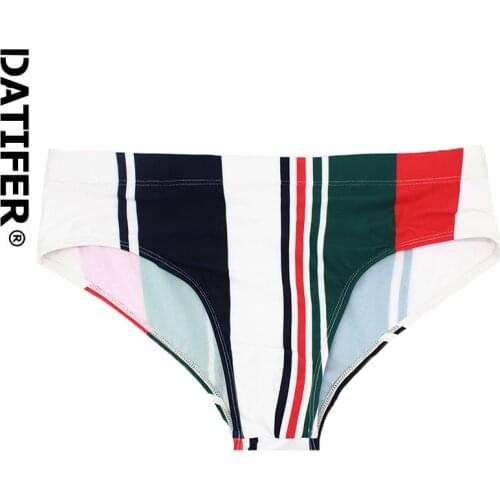 2021 Datifer Brand New Men Swim Brief Printing Swimsuit Male Swimwear Sexy Low Waist Penis Pouch Removetable Pad YK035 Size XXL