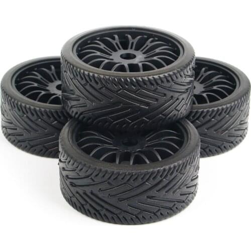 4 Pcs 17mm Hex Wheel Tires Tyre & Rim Set Flat Off Road Tires Rims For 1/8 HPI HSP Buggy RC Car Accessory
