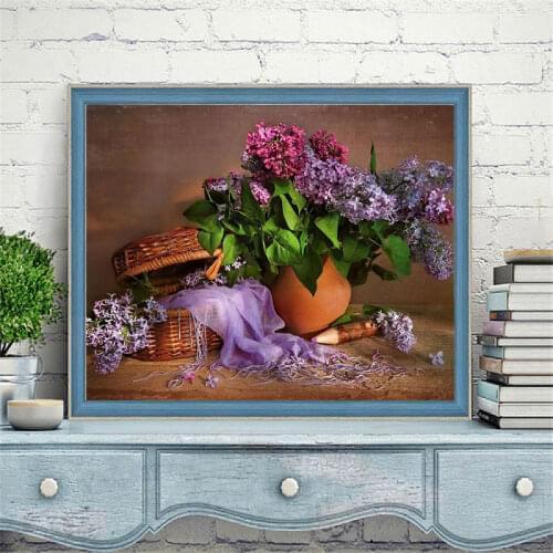 5D Diy Diamond Painting Flowers Lavender Square Diamond Round Diamond Full Diamond Custom Cross Stitc Mosaic Home Decora