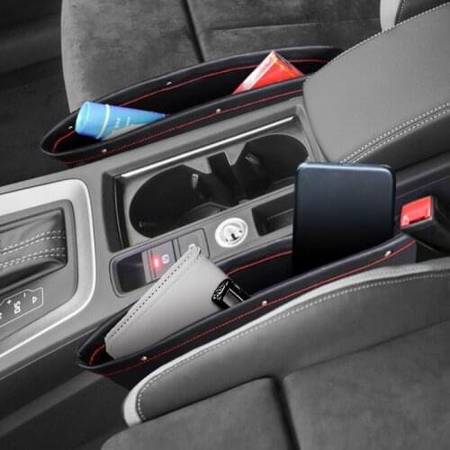 Car Organizer Storage Car Seat Slit Gap Pocket Multifunctional Driver Seat Catcher Cup Holder Car Accessories PU Leather