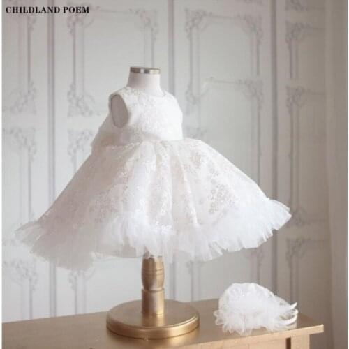 Girls Ball Gown Lace Tutu Girls Dress For Party And Wedding Princess Kids Dresses For Girl 1st First Birthday Baby Baptism Dress