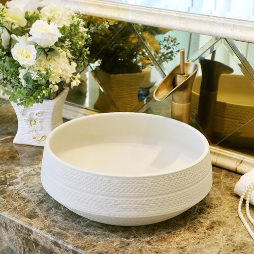 White Jingdezhen Bathroom ceramic sink wash basin Counter Top Wash Basin Bathroom Sinks luxury bathroom sink