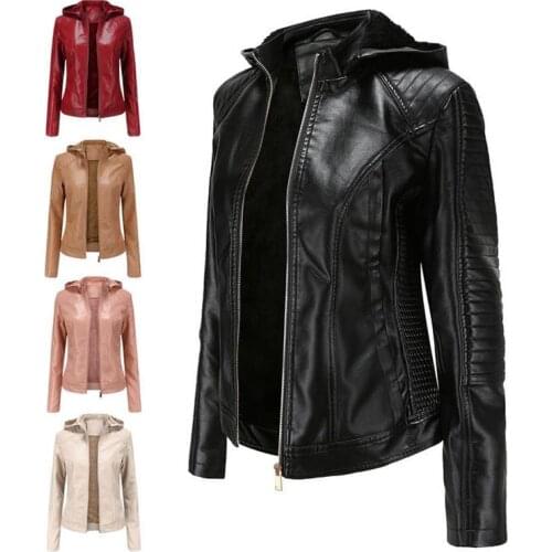FAKUNTN Womens Winter Leather Jackets