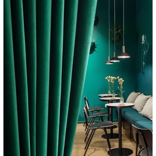 Retro Green American flannel curtain shading Nordic simple bedroom living room floor high grade atmosphere custom curtain