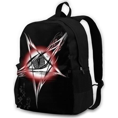 Baphomets Eye . Black Red White Adult backpacks, leisure bags, backpacks, storage bags, men women backpacks