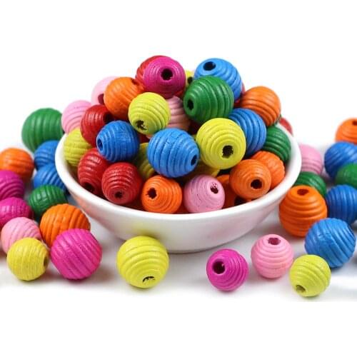 HGKLBB 30PCS Round Wooden Thread Beads Loose Spacer Eco-Friendly Wood Beads for Jewelry Making bracelet DIY Accessories Toys