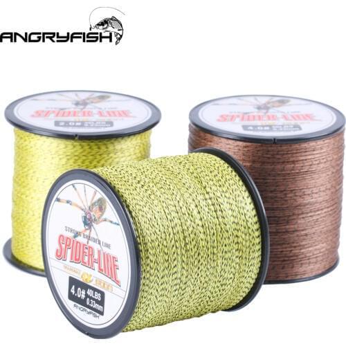 Angryfish 4 Strands 300M/500M PE Braided Fishing Line Camouflag Yellow and Brown Multifilament Fishing Line 10-60LB