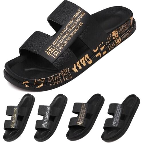 Graffiti Summer Sandals Men Leather Garden Sandals Slipper Outdoor Sneaker Beach Rubber Flip Flops Men Water Trekking Sandals