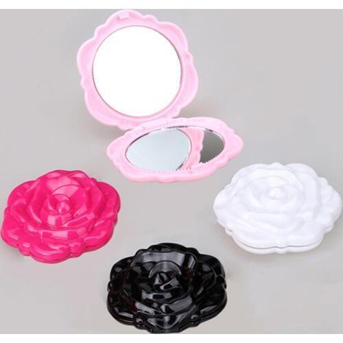 Hot Selling Multicolor Mini Rose Flower Double Sided Round Mirror Portable Travel Stereo Beauty Makeup Tool Nice Gift